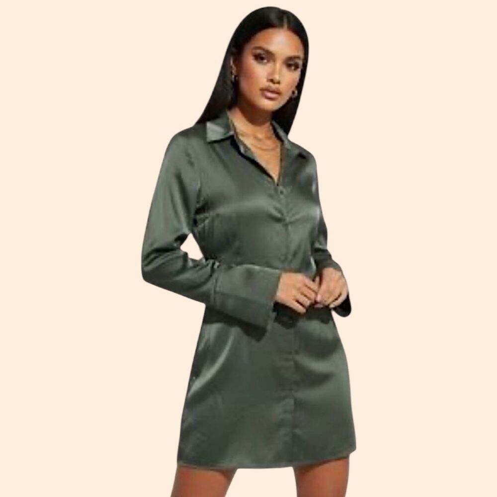 Abercrombie Fitch Green Satin Mini Dress